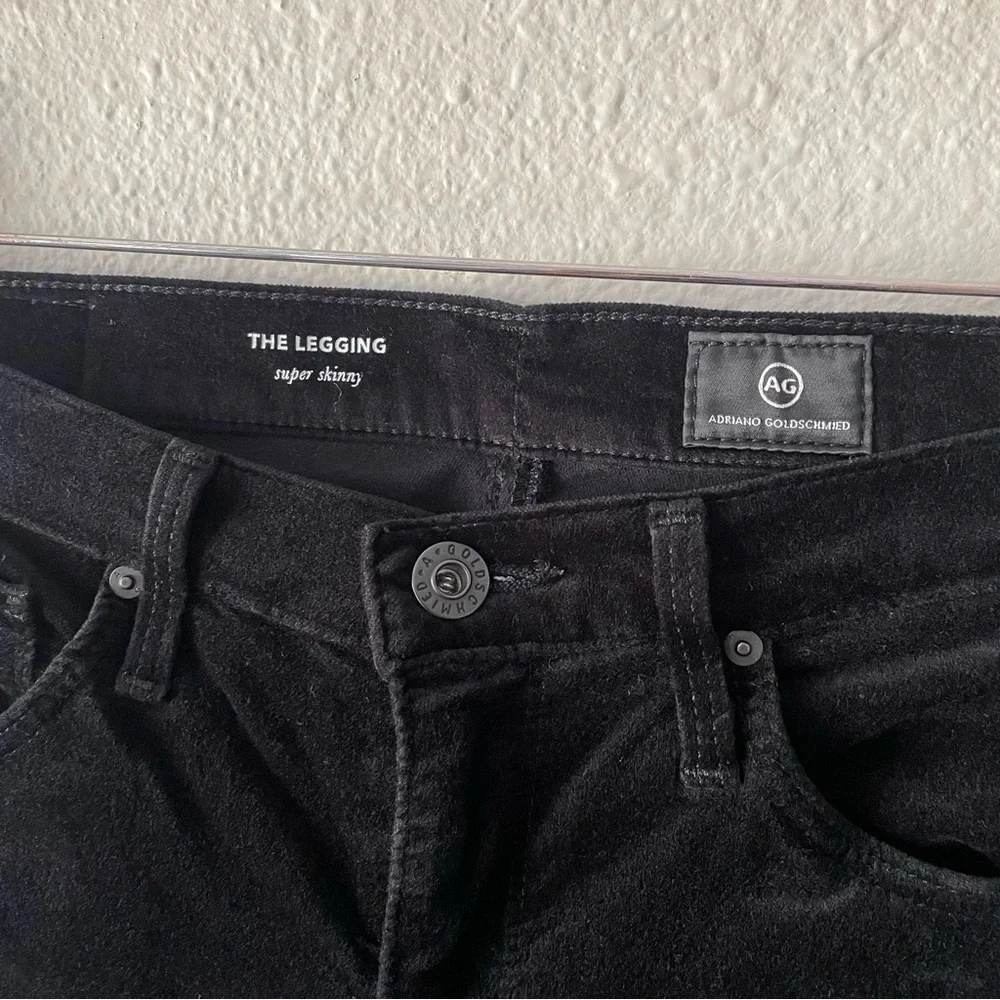 AG Adriano Goldschmied Velvet The Legging Super Skinny Pants Women’s 26 Black - Picture 4 of 13